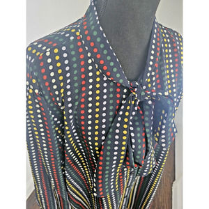 Eloquii Blouse Women Plus Size 26 Polka Dot Tie Front Button Up Polyester NWT